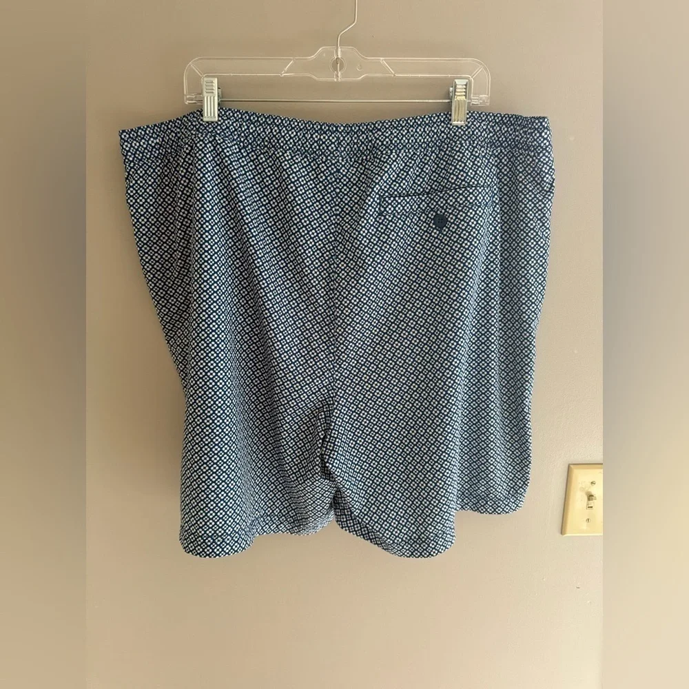 Elysian Swim Shorts Men’s SZ 2XL Blue White Design Quick Dry Mesh Lined Stretch